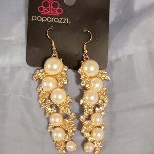 The Party has Arrived Gold Earrings NWT